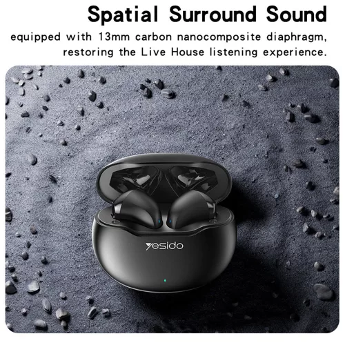 Yesido - Vezeték nélküli fülhallgató (TWS21) - Bluetooth V5.3-mal, félig fülbe helyezhető kialakítás, érintésvezérlés, zajszűrés, 320mAh - fehér