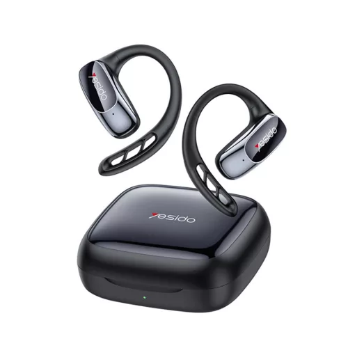 Yesido - Vezeték nélküli fülhallgató (YSP24) - Bluetooth V5.4-gyel, Nyitott fülű kialakítás, Háromsávos Prominence, Érintésmentes, 400mAh, USB-C - Fekete