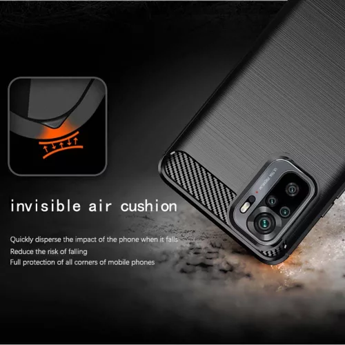 Techsuit - Carbon szilikon tok - Xiaomi Redmi Note 10 4G / Note 10S / Poco M5s - Fekete