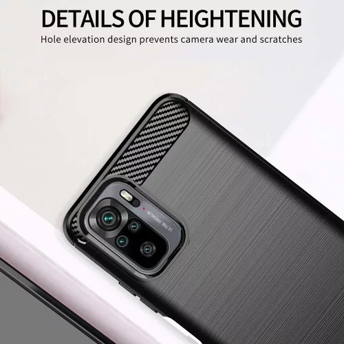Techsuit - Carbon szilikon tok - Xiaomi Redmi Note 10 4G / Note 10S / Poco M5s - Fekete