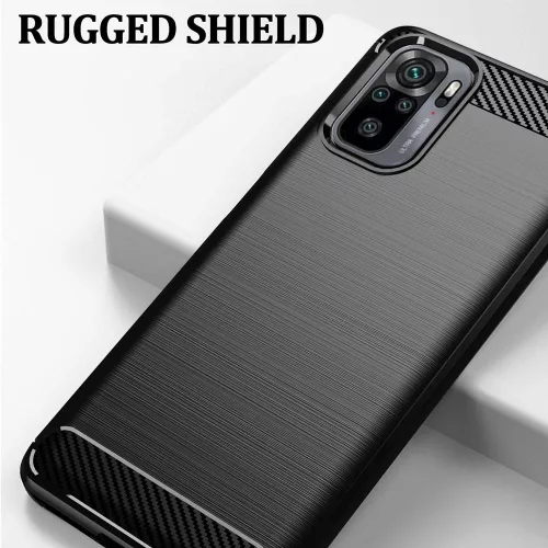 Techsuit - Carbon szilikon tok - Xiaomi Redmi Note 10 4G / Note 10S / Poco M5s - Fekete