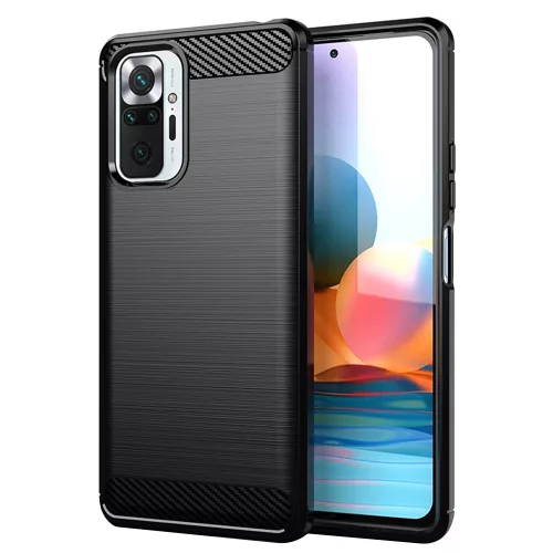 Techsuit - Carbon szilikon tok - Xiaomi Redmi Note 10 Pro / Note 10 Pro Max - Fekete