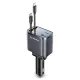 Techsuit - Premium Car Charger NanoVoltX (C1) - with Retractable USB-C, Lightning Cables, USB 2.4A, PD30W, 69W, 180° - Gray
