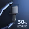 Techsuit - Premium Car Charger NanoVoltX (C1) - with Retractable USB-C, Lightning Cables, USB 2.4A, PD30W, 69W, 180° - Gray