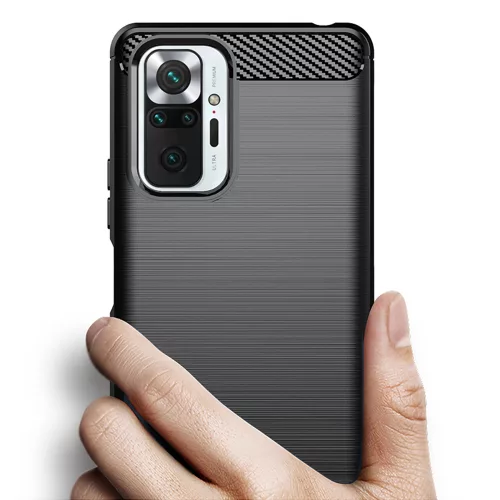 Techsuit - Carbon szilikon tok - Xiaomi Redmi Note 10 Pro / Note 10 Pro Max - Fekete