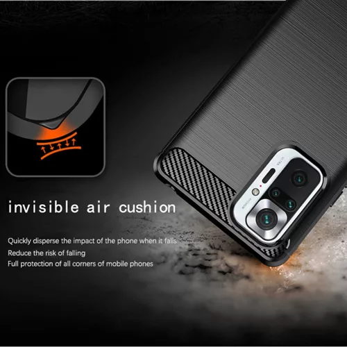 Techsuit - Carbon szilikon tok - Xiaomi Redmi Note 10 Pro / Note 10 Pro Max - Fekete