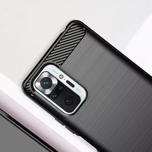 Techsuit - Carbon szilikon tok - Xiaomi Redmi Note 10 Pro / Note 10 Pro Max - Fekete