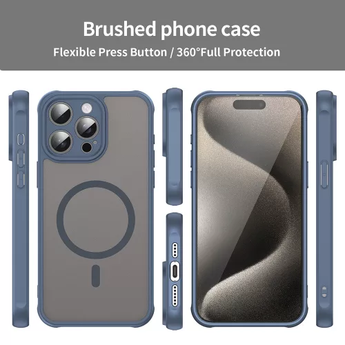 Techsuit - HaloFrost II MagSafe tok - iPhone 15 Pro - Sötétkék