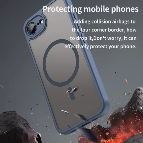 Techsuit - HaloFrost II MagSafe tok - iPhone 16e / iPhone 17e - Sötétkék