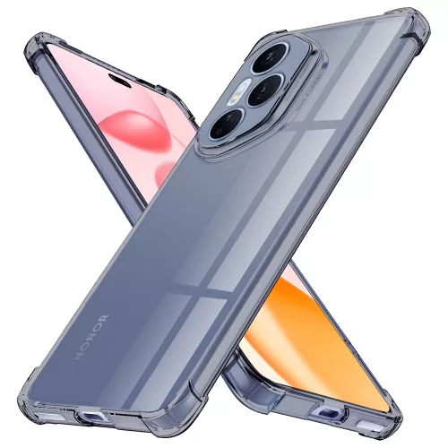 Techsuit - Shockproof Átlátszó Ütésálló Szilikon tok - Honor 400 Pro - Átlátszó fekete