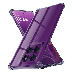   Techsuit - Shockproof Átlátszó Ütésálló Szilikon tok - Motorola Edge 60 Pro - Átlátszó fekete