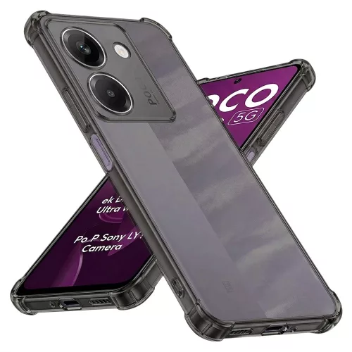 Techsuit - Shockproof Átlátszó Ütésálló Szilikon tok - Xiaomi Poco M7 Pro 5G - Átlátszó fekete