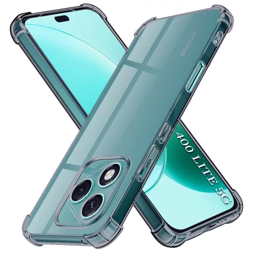 Techsuit - Shockproof Átlátszó Ütésálló Szilikon tok - Honor 400 Lite - Átlátszó fekete