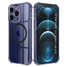   Techsuit - Schockproof Átlátszó Szilikon Magsafe tok - iPhone 12 Pro Max - Átlátszó fekete