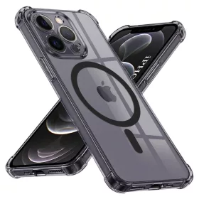   Techsuit - Schockproof Átlátszó Szilikon Magsafe tok - iPhone 12 Pro Max - Átlátszó fekete