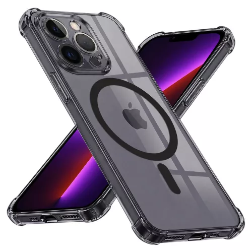 Techsuit - Schockproof Átlátszó Szilikon Magsafe tok - iPhone 13 Pro - Átlátszó fekete