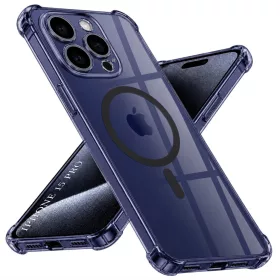   Techsuit - Shockproof Átlátszó Szilikon Magsafe tok - iPhone 15 Pro - Átlátszó fekete