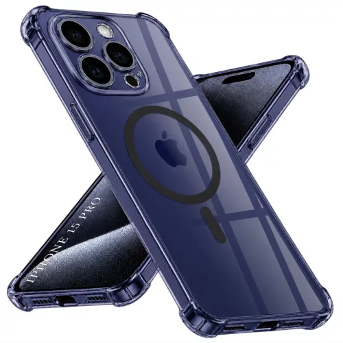 Techsuit - Shockproof Átlátszó Szilikon Magsafe tok - iPhone 15 Pro - Átlátszó fekete