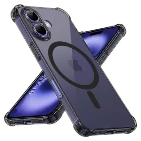   Techsuit - Schockproof Átlátszó Szilikon Magsafe tok - iPhone 16 - Átlátszó fekete