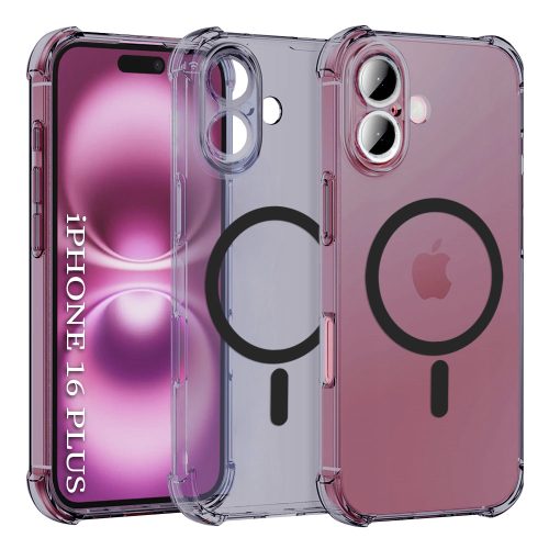 Techsuit - Schockproof Átlátszó Szilikon Magsafe tok - iPhone 16 Plus - Átlátszó fekete