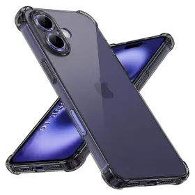   Techsuit - Shockproof Átlátszó Ütésálló Szilikon tok - iPhone 16 - Átlátszó fekete