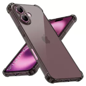   Techsuit - Shockproof Átlátszó Ütésálló Szilikon tok - iPhone 16 Plus - Átlátszó fekete