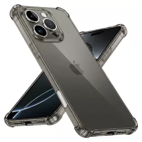   Techsuit - Shockproof Átlátszó Ütésálló Szilikon tok - iPhone 16 Pro - Átlátszó fekete