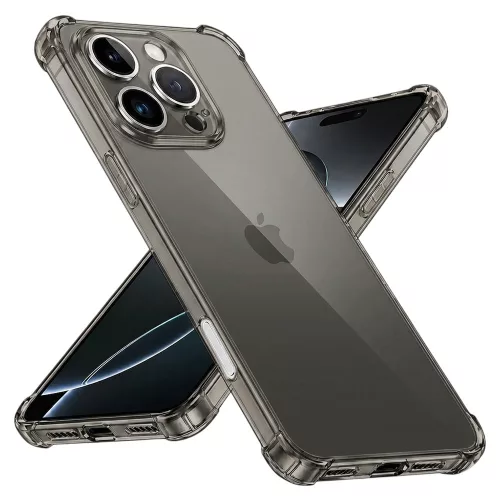 Techsuit - Shockproof Átlátszó Ütésálló Szilikon tok - iPhone 16 Pro - Átlátszó fekete