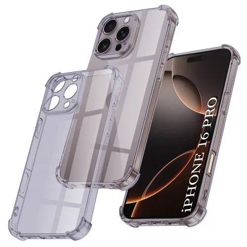 Techsuit - Shockproof Átlátszó Ütésálló Szilikon tok - iPhone 16 Pro - Átlátszó fekete