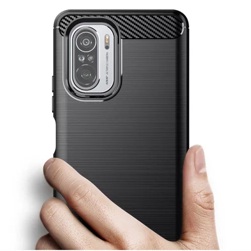 Techsuit - Carbon szilikon tok - Xiaomi Mi 11i / Poco F3 - Fekete