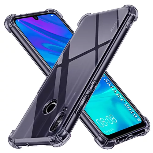 Techsuit - Shockproof Átlátszó Ütésálló Szilikon tok - Huawei P Smart 2019 - Átlátszó fekete