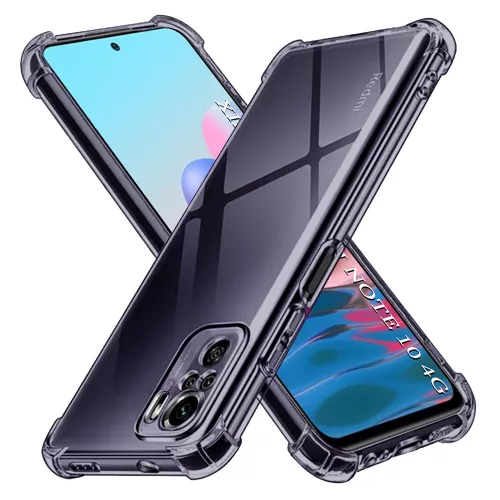 Techsuit - Shockproof Átlátszó Ütésálló Szilikon tok - Xiaomi Redmi Note 10 4G / Note 10S / Poco M5s - Átlátszó fekete