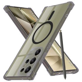   Techsuit - Schockproof Átlátszó Szilikon Magsafe tok - Samsung Galaxy S24 Ultra - Átlátszó fekete