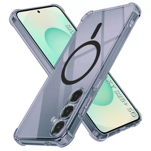 Techsuit - Schockproof Átlátszó Szilikon Magsafe tok - Samsung Galaxy S25 Plus - Átlátszó fekete