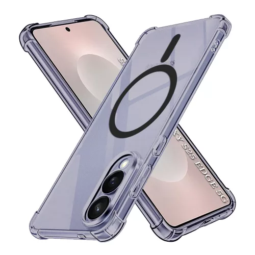 Techsuit - Schockproof Átlátszó Szilikon Magsafe tok - Samsung Galaxy S25 Edge - Átlátszó fekete