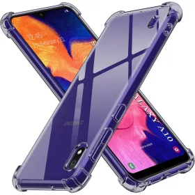   Techsuit - Shockproof Átlátszó Ütésálló Szilikon tok - Samsung Galaxy A10 - Átlátszó fekete