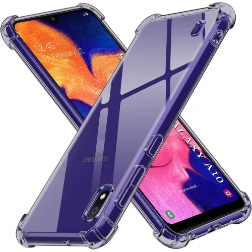 Techsuit - Shockproof Átlátszó Ütésálló Szilikon tok - Samsung Galaxy A10 - Átlátszó fekete