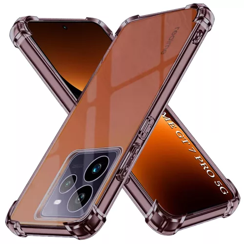 Techsuit - Shockproof Átlátszó Ütésálló Szilikon tok - Realme GT 7 Pro - Átlátszó fekete