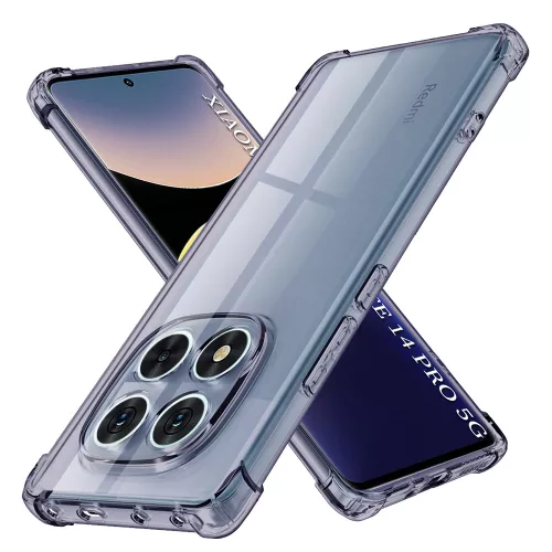 Techsuit - Shockproof Átlátszó Ütésálló Szilikon tok - Xiaomi Redmi Note 14 Pro 5G / Poco X7 - Átlátszó fekete