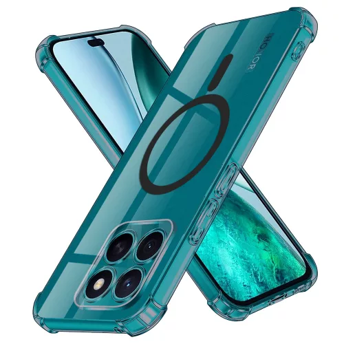 Techsuit - Schockproof Átlátszó Szilikon Magsafe tok - Honor X8c - Átlátszó fekete