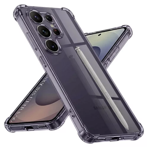 Techsuit - Shockproof Átlátszó Ütésálló Szilikon tok - Samsung Galaxy S25 Ultra - Átlátszó fekete