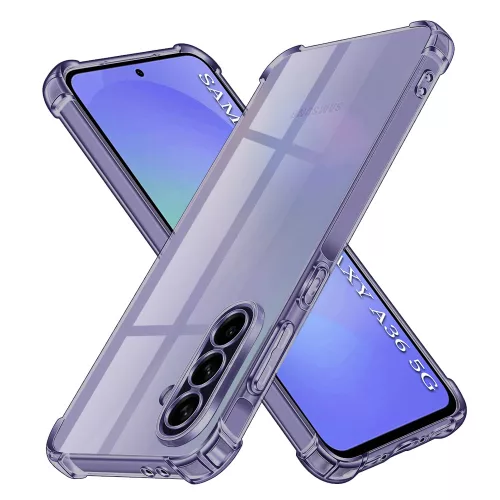 Techsuit - Shockproof Átlátszó Ütésálló Szilikon tok - Samsung Galaxy A36 5G - Átlátszó fekete