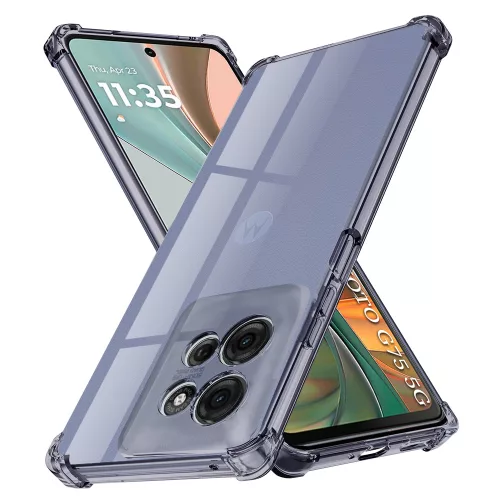 Techsuit - Shockproof Átlátszó Ütésálló Szilikon tok - Motorola Moto G75 - Átlátszó fekete