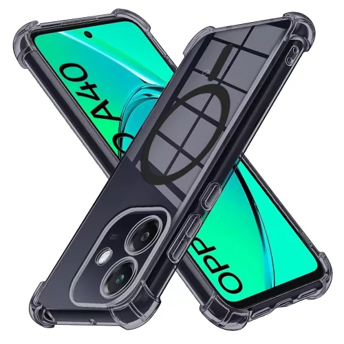 Techsuit - Schockproof Átlátszó Szilikon Magsafe tok - Oppo A40 4G - Átlátszó fekete