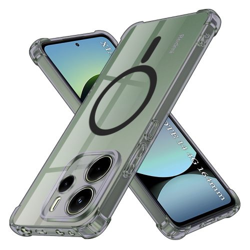 Techsuit - Schockproof Átlátszó Szilikon Magsafe tok - Xiaomi Redmi Note 14 4G (Regional) - Átlátszó fekete