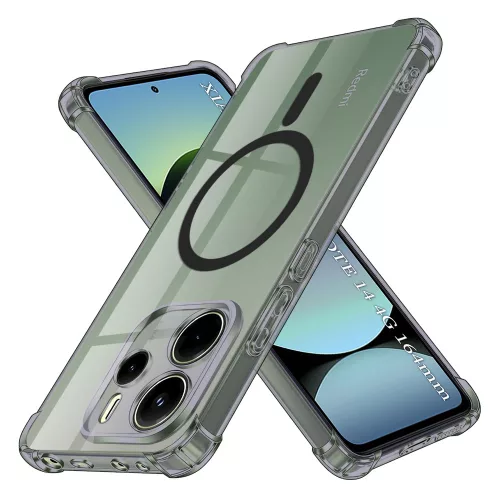 Techsuit - Schockproof Átlátszó Szilikon Magsafe tok - Xiaomi Redmi Note 14 4G (Regional) - Átlátszó fekete