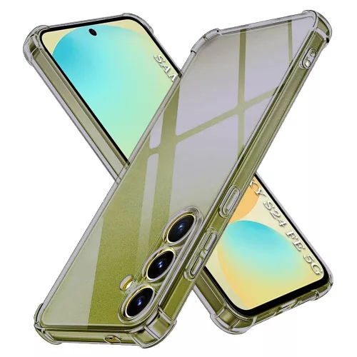 Techsuit - Shockproof Átlátszó Ütésálló Szilikon tok - Samsung Galaxy S24 FE - Átlátszó fekete