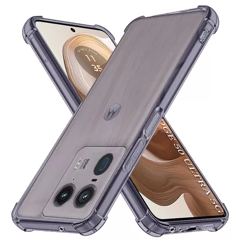 Techsuit - Shockproof Átlátszó Ütésálló Szilikon tok - Motorola Edge 50 Ultra - Átlátszó fekete