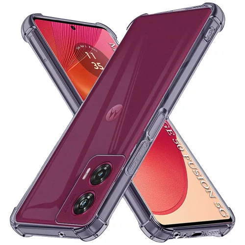 Techsuit - Shockproof Átlátszó Ütésálló Szilikon tok - Motorola Edge 50 Fusion - Átlátszó fekete
