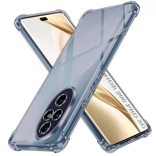 Techsuit - Shockproof Átlátszó Ütésálló Szilikon tok - Honor 200 Pro - Átlátszó fekete